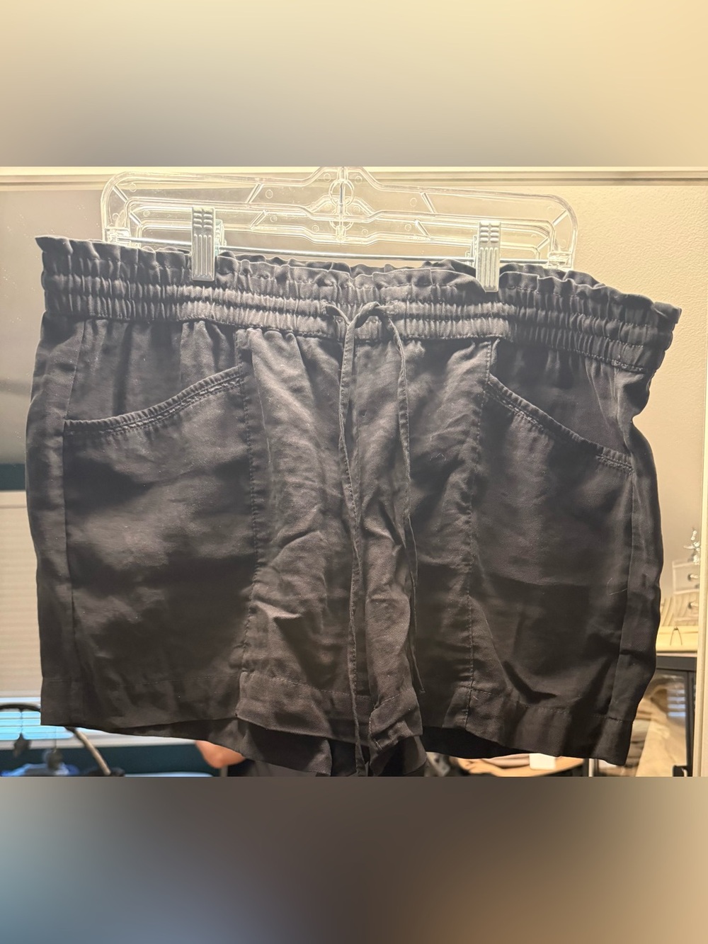 LOFT Black Drawstring Relaxed Shorts